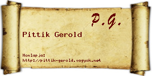 Pittik Gerold névjegykártya
